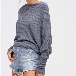 We The Free blue/gray waffle knit Mercury Tee